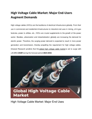 high voltage cable market major end users augment