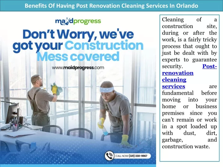 benefits of having post renovation cleaning services in orlando