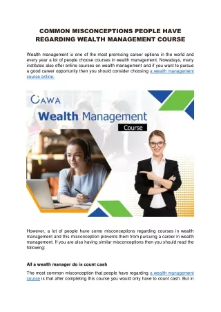 Common Misconceptions People Have Regarding Wealth Manegment Chourse.