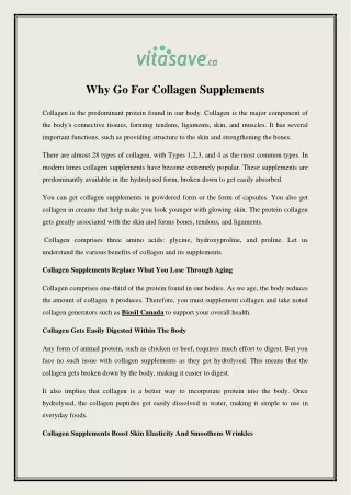 Why Go For Collagen Supplements