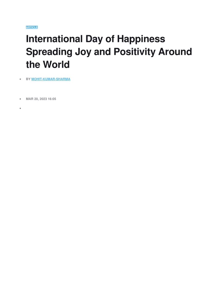 article international day of happiness spreading