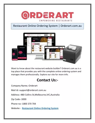 restaurant online ordering system orderart com au
