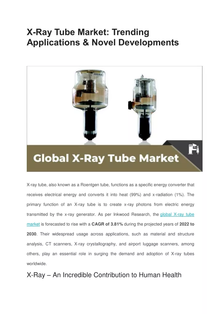 x ray tube market trending applications novel