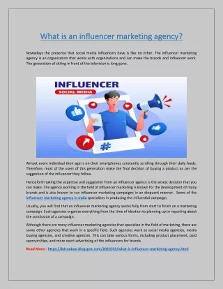 What is an influencer marketing agency?