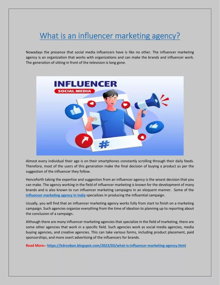 what is an influencer marketing agency what