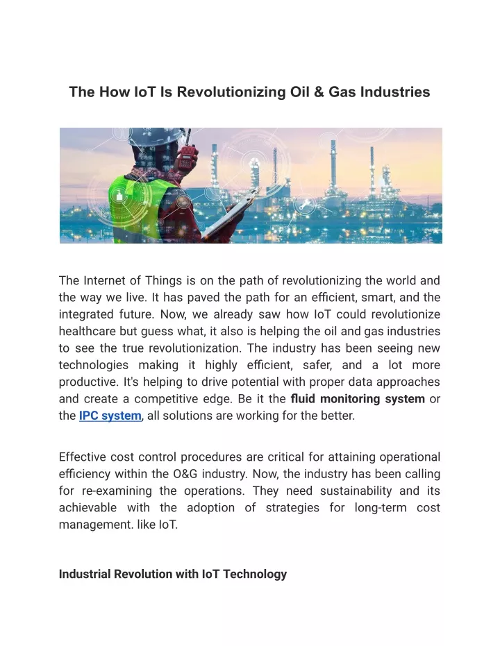 the how iot is revolutionizing oil gas industries