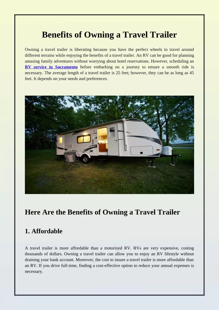 benefits of owning a travel trailer