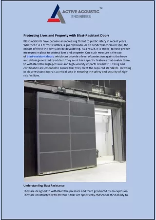 Protecting Lives and Property with Blast-Resistant Doors