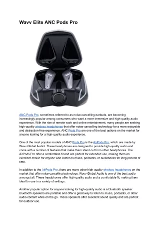 Wavv Elite ANC Pods Pro