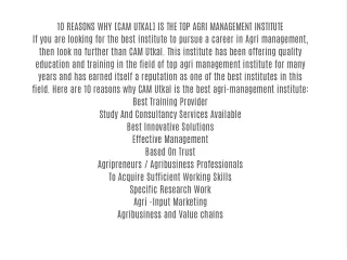 10 reasons why cam utkal is the top agri
