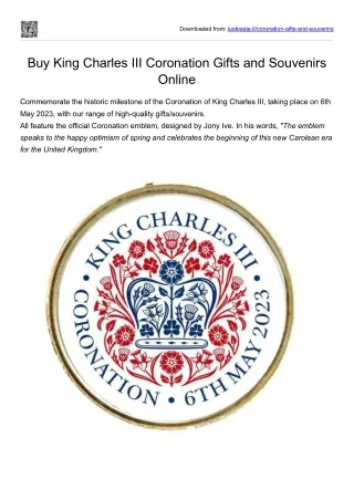 Buy King Charles III Coronation Gifts and Souvenirs Online