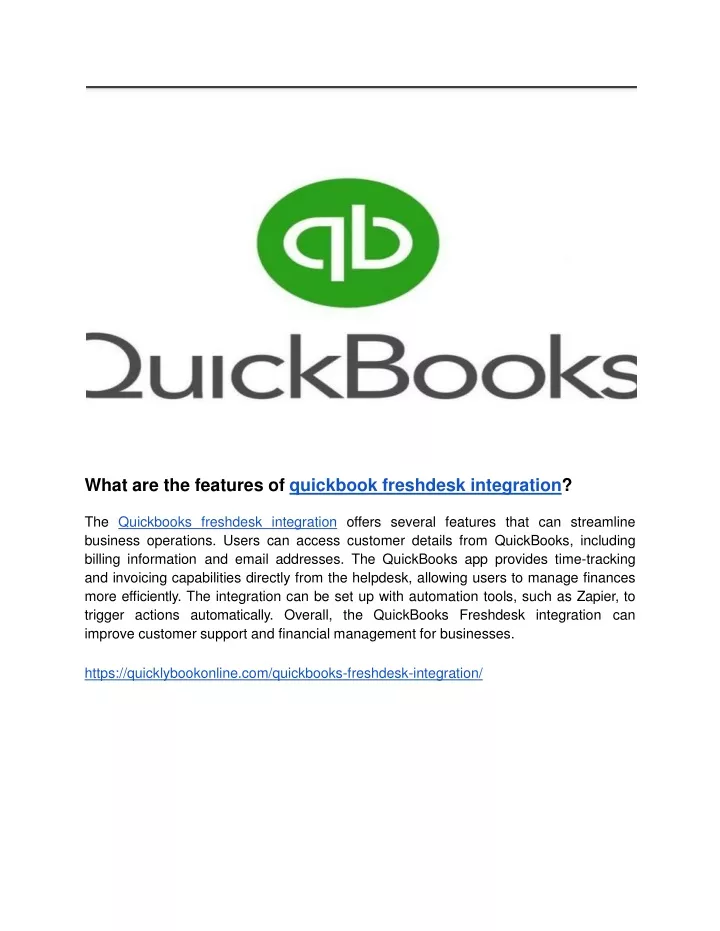 what are the features of quickbook freshdesk