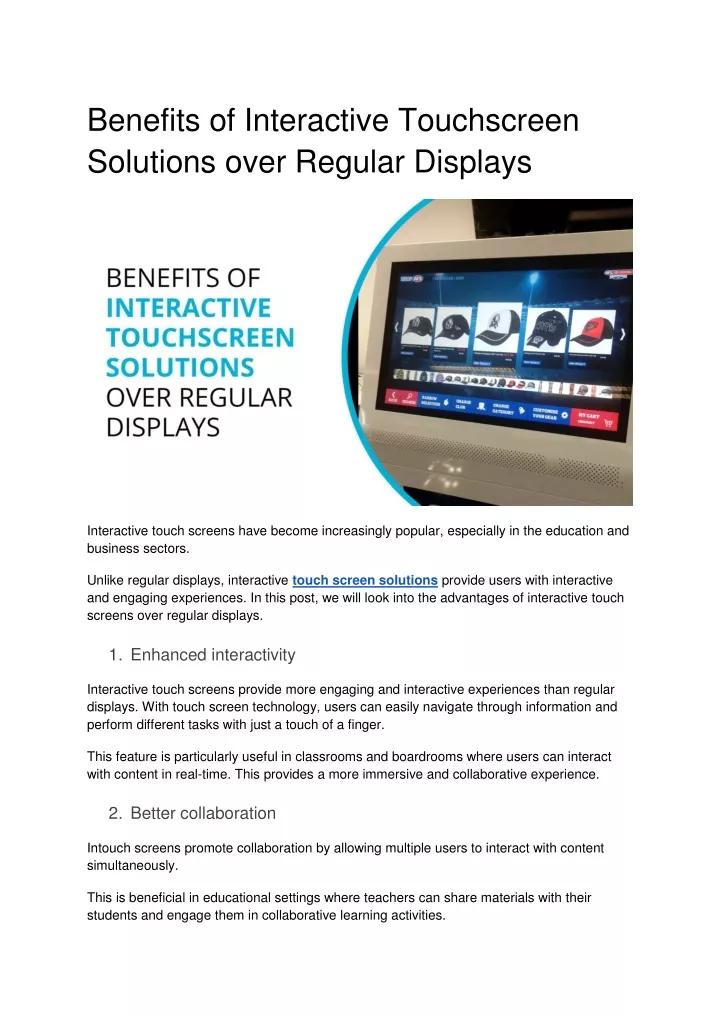 benefits of interactive touchscreen solutions