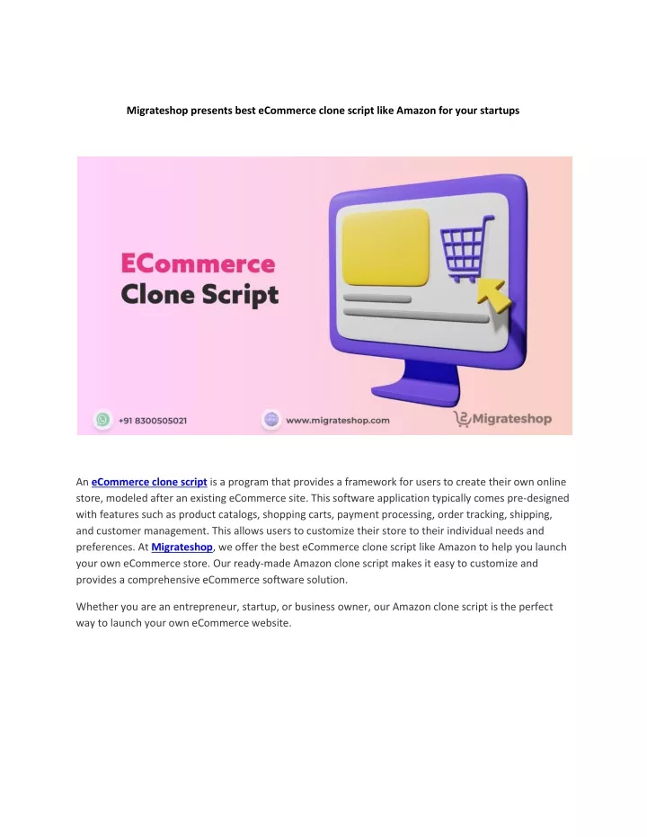 migrateshop presents best ecommerce clone script