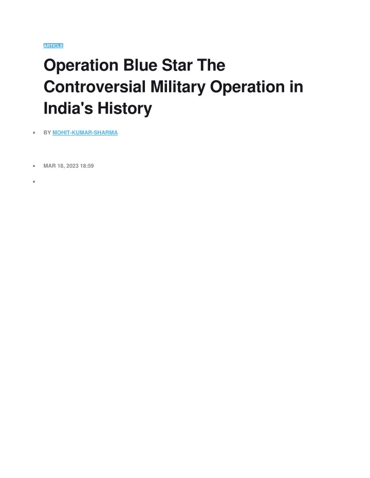 article operation blue star the controversial