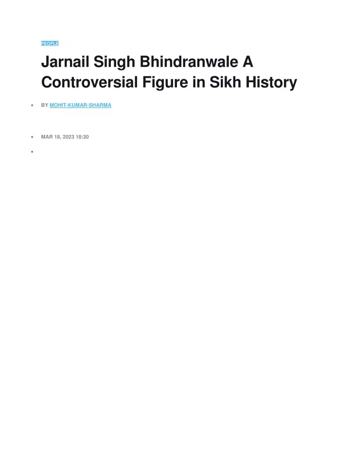 people jarnail singh bhindranwale a controversial