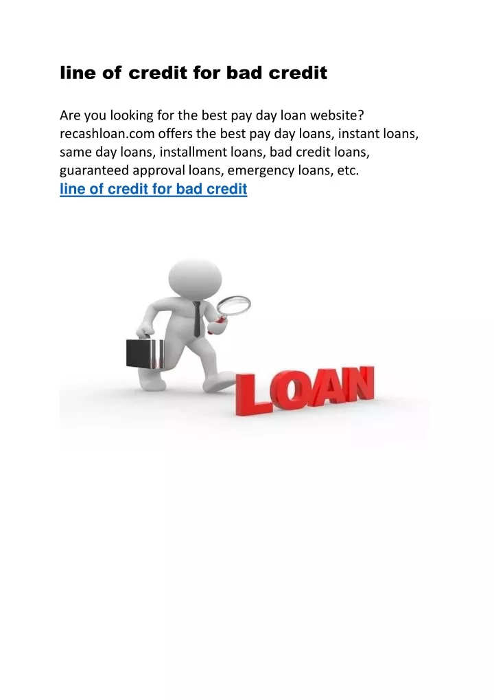 line of credit for bad credit are you looking