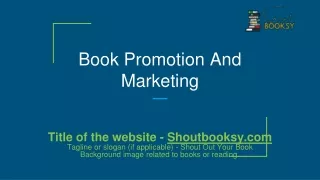 Book Promotion And Marketing