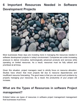 What are the Types of Resources in software Project management?