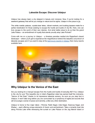 lakeside escape discover udaipur