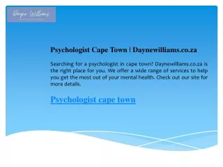 Psychologist Cape Town  Daynewilliams.co.za