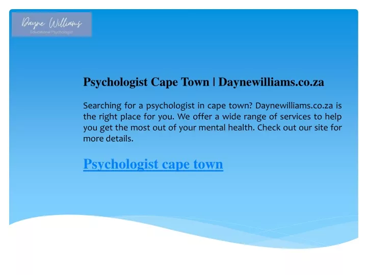 psychologist cape town daynewilliams