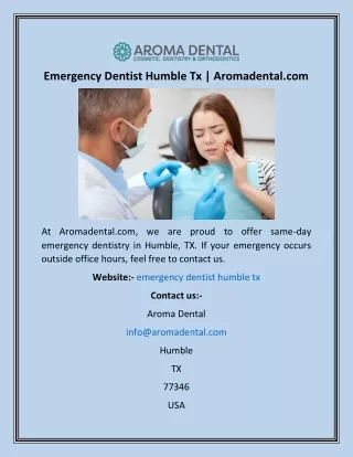 Emergency Dentist Humble Tx  Aromadental