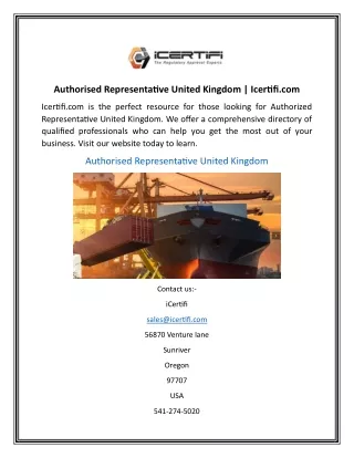 Authorised Representative United Kingdom | Icertifi.com