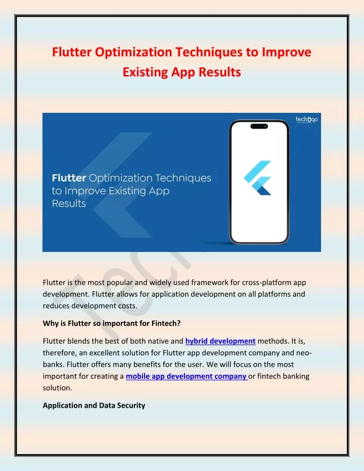 flutter optimization techniques to improve