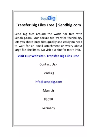 Transfer Big Files Free  Sendbig.com