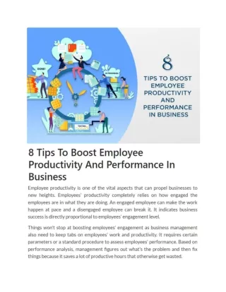 8 Tips To Boost Employee Productivity And Performance In Business