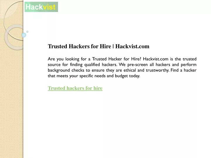 trusted hackers for hire hackvist