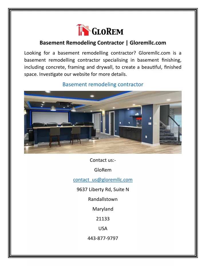 basement remodeling contractor gloremllc com