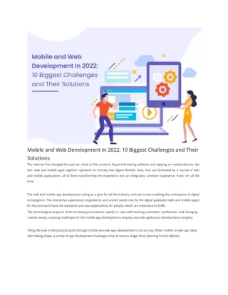 Mobile and Web Development In 2022 10 Biggest Challenges and Their Solutions