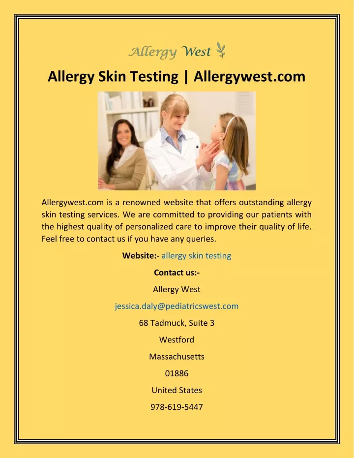 allergy skin testing allergywest com