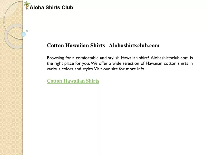 cotton hawaiian shirts alohashirtsclub