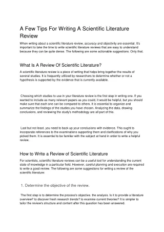 A Few Tips For Writing A Scientific Literature Review