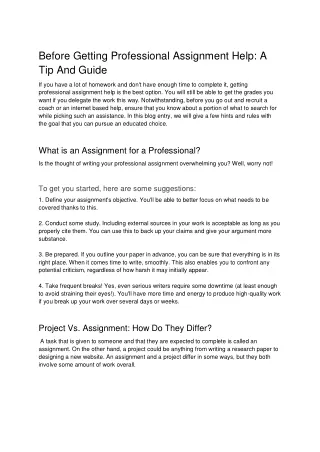 before getting professional assignment help