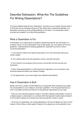 Describe Distression What Are The Guidelines For Writing Dissertations