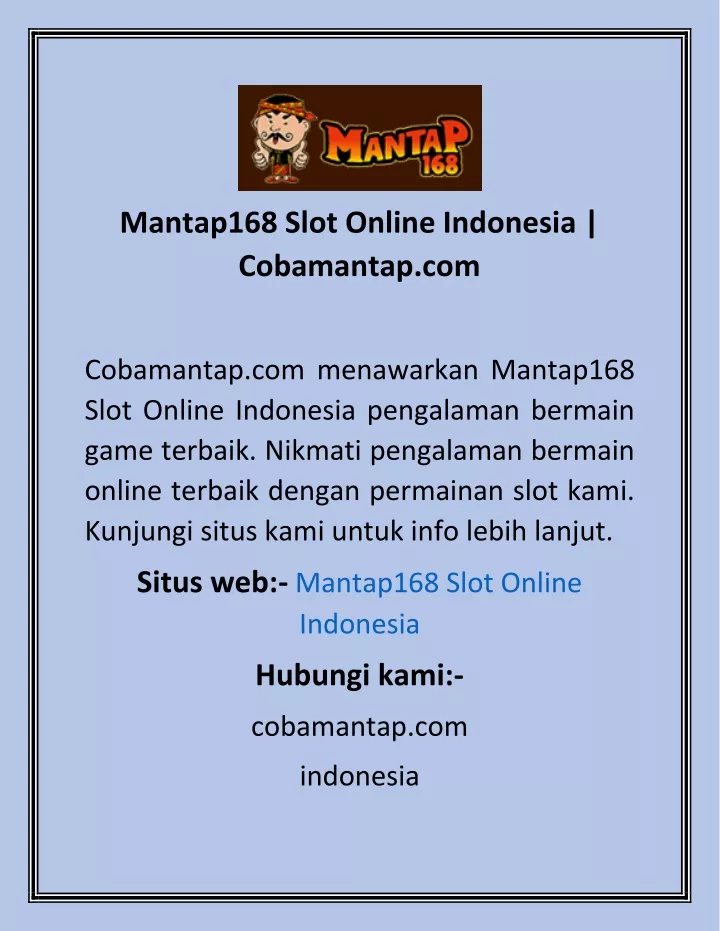 mantap168 slot online indonesia cobamantap com