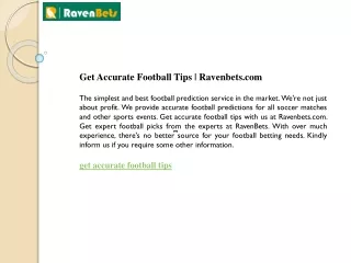 Get Accurate Football Tips  Ravenbets.com