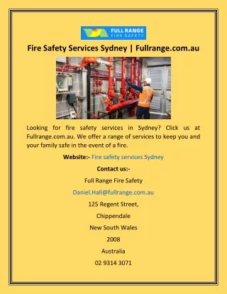 Fire Safety Services Sydney  Fullrange.com