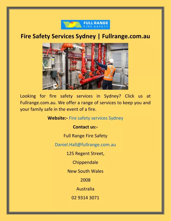 fire safety services sydney fullrange com au