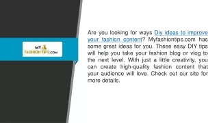 Diy Ideas To Improve Your Fashion Content  Myfashiontips.com