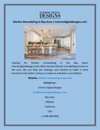 Kitchen Remodeling in Bay Area  Interiordigitaldesigns