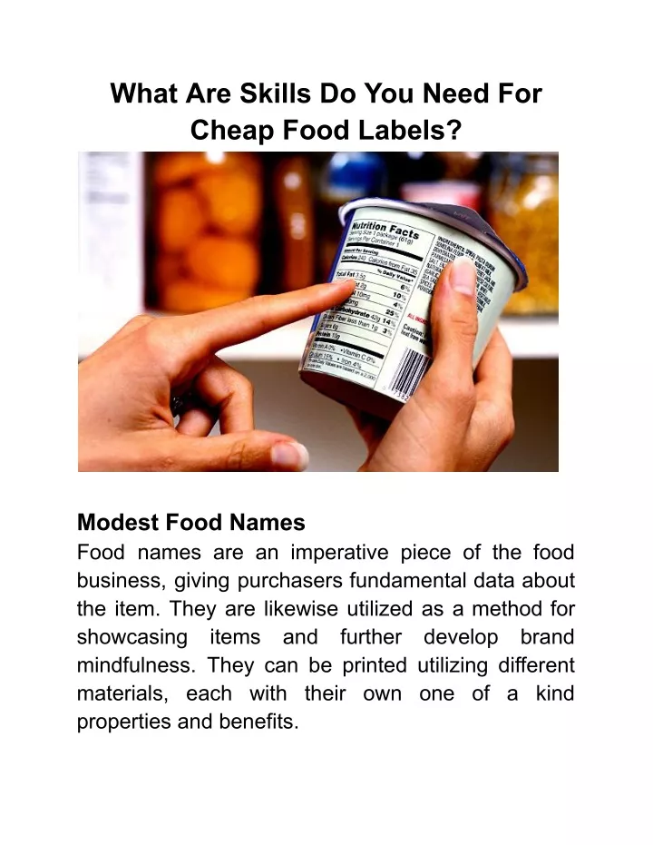 what are skills do you need for cheap food labels