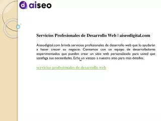 Servicios Profesionales de Desarrollo Web  aiseodigital.com