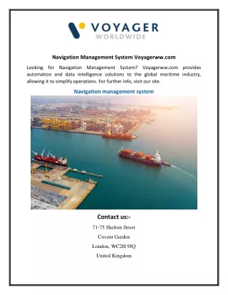 Navigation Management System | Voyagerww.com