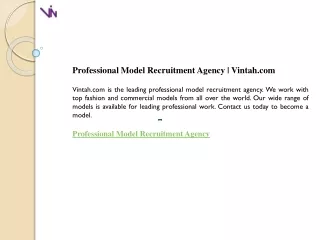 Professional Model Recruitment Agency  Vintah.com