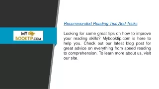 recommended reading tips and tricks looking